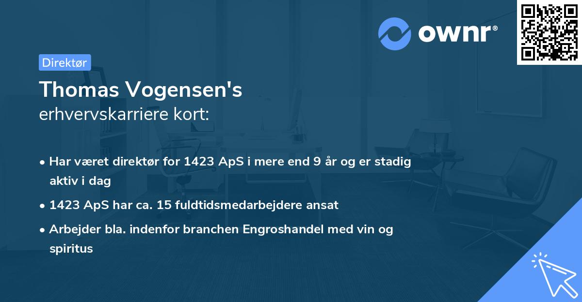 Thomas Vogensen's erhvervskarriere kort