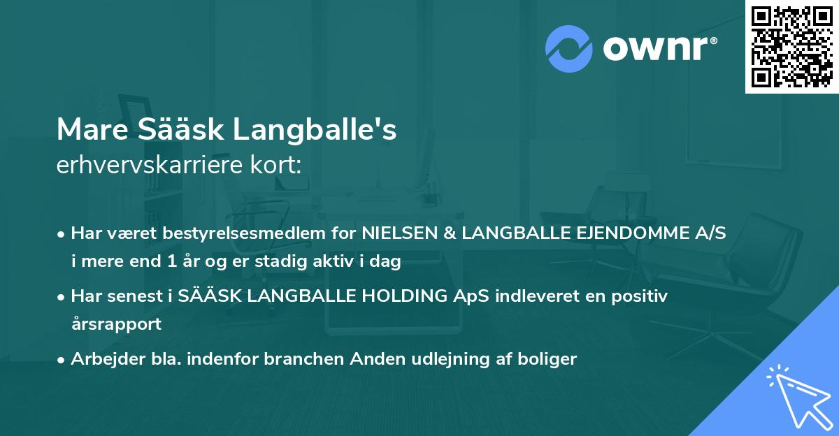 Mare Sääsk Langballe's erhvervskarriere kort