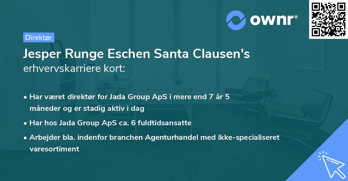 Jesper Runge Eschen Santa Clausen's erhvervskarriere kort
