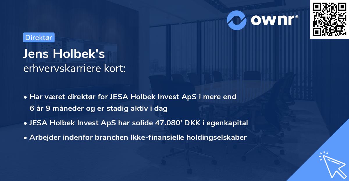 Jens Holbek's erhvervskarriere kort