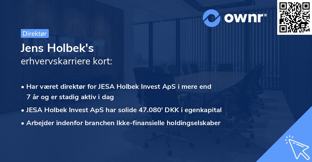 Jens Holbek's erhvervskarriere kort