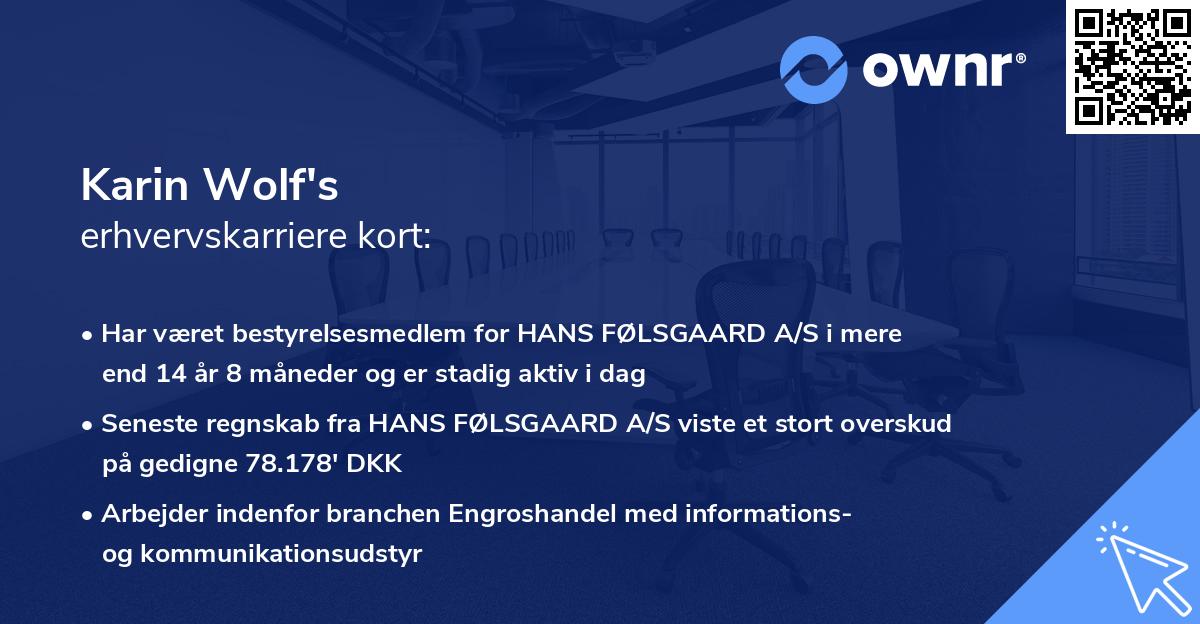 Karin Wolf's erhvervskarriere kort