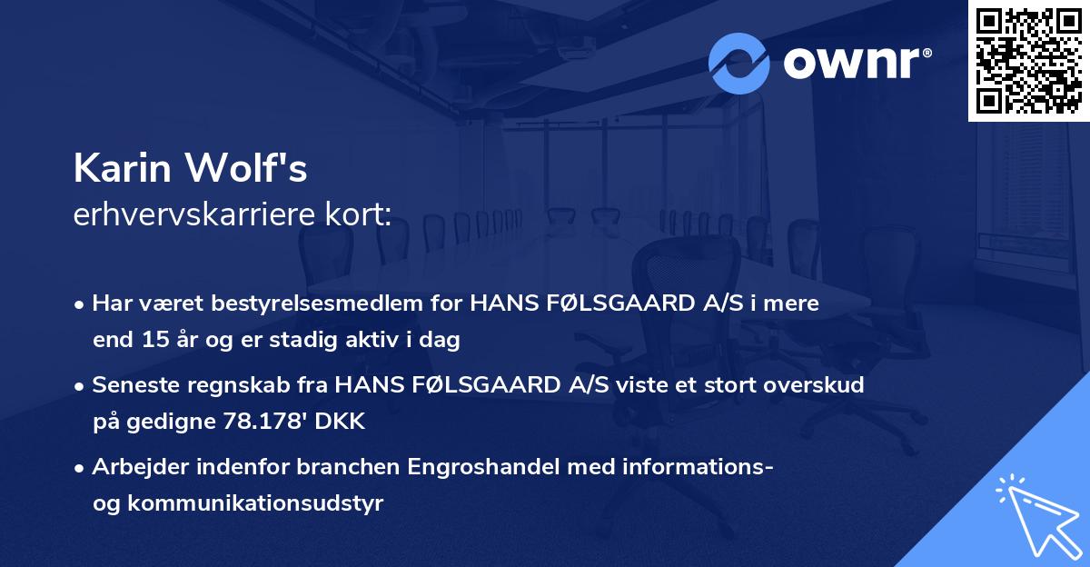 Karin Wolf's erhvervskarriere kort