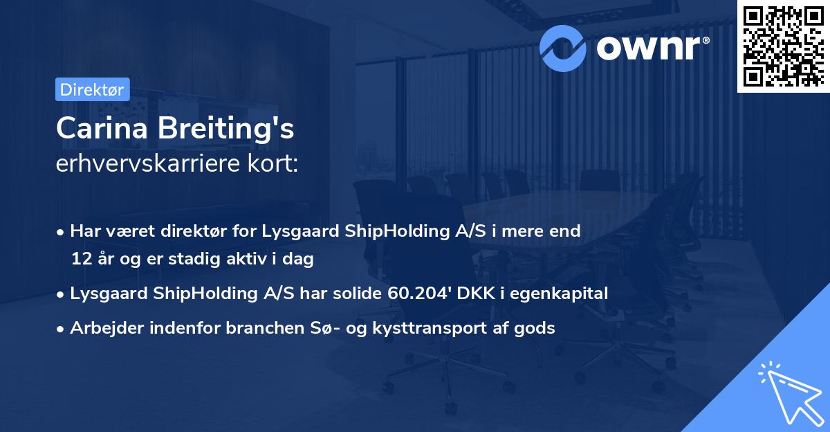 Carina Breiting's erhvervskarriere kort