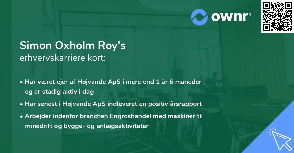 Simon Oxholm Roy's erhvervskarriere kort