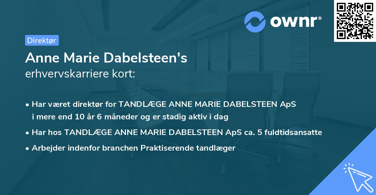 Anne Marie Dabelsteen's erhvervskarriere kort