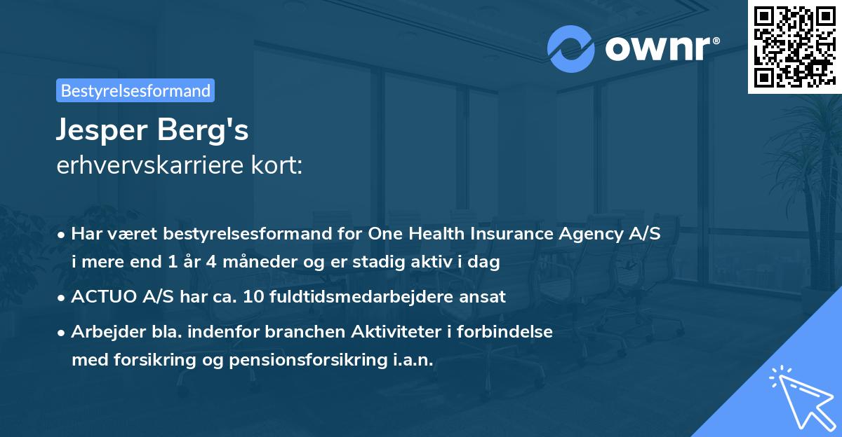 Jesper Berg's erhvervskarriere kort