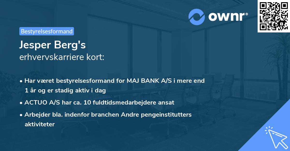 Jesper Berg's erhvervskarriere kort