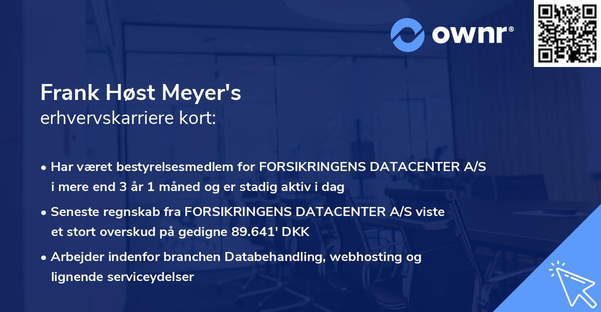 Frank Høst Meyer's erhvervskarriere kort