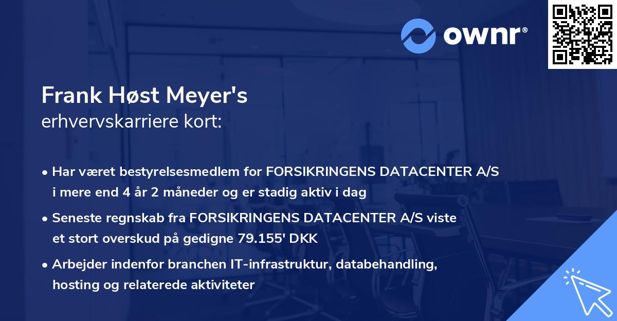 Frank Høst Meyer's erhvervskarriere kort