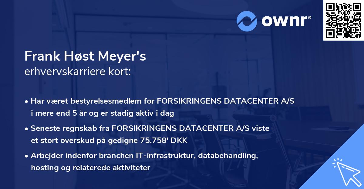 Frank Høst Meyer's erhvervskarriere kort