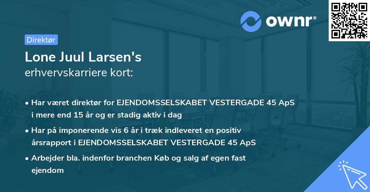 Lone Juul Larsen's erhvervskarriere kort