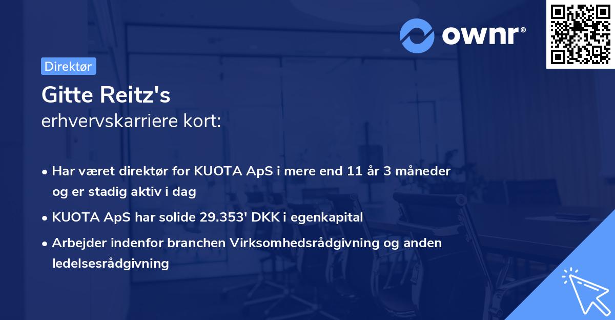 Gitte Reitz's erhvervskarriere kort