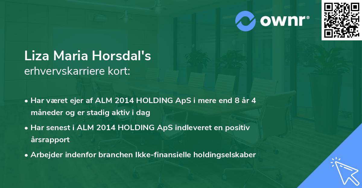 Liza Maria Horsdal's erhvervskarriere kort