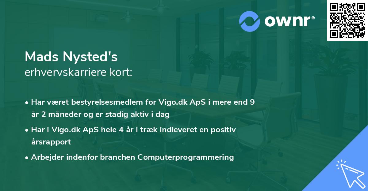 Mads Nysted's erhvervskarriere kort