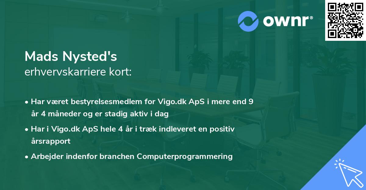 Mads Nysted's erhvervskarriere kort