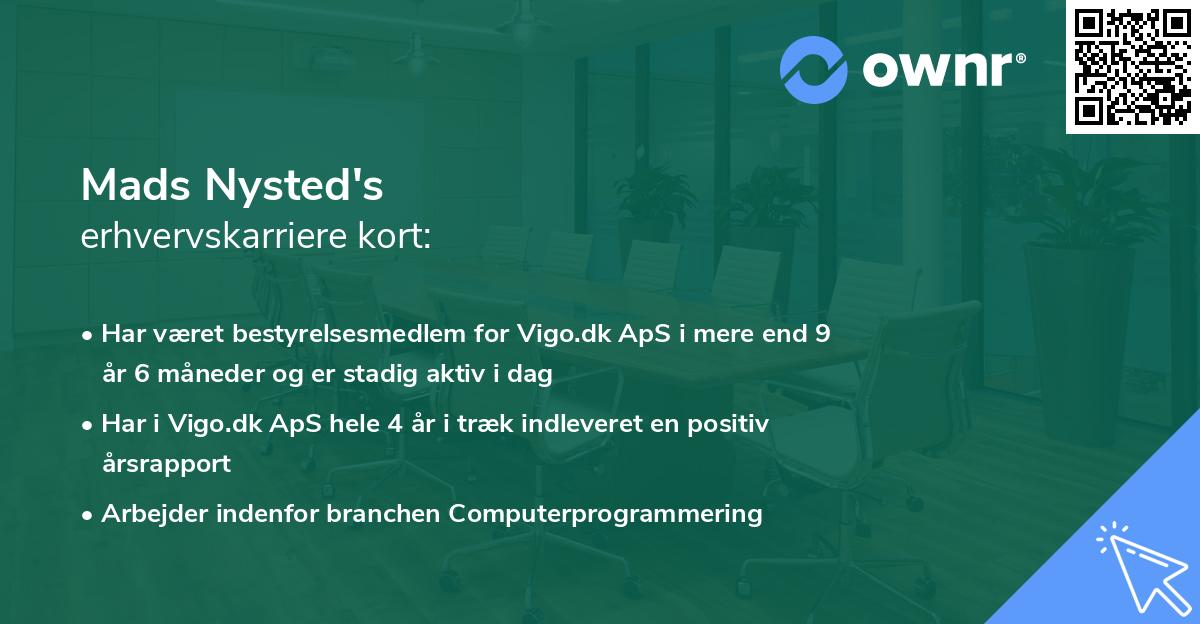 Mads Nysted's erhvervskarriere kort