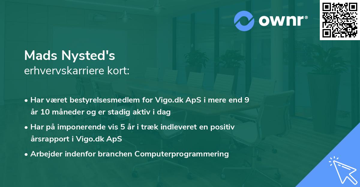 Mads Nysted's erhvervskarriere kort
