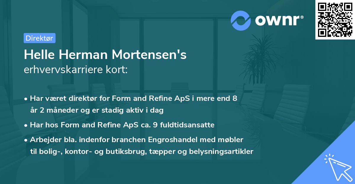 Helle Herman Mortensen's erhvervskarriere kort