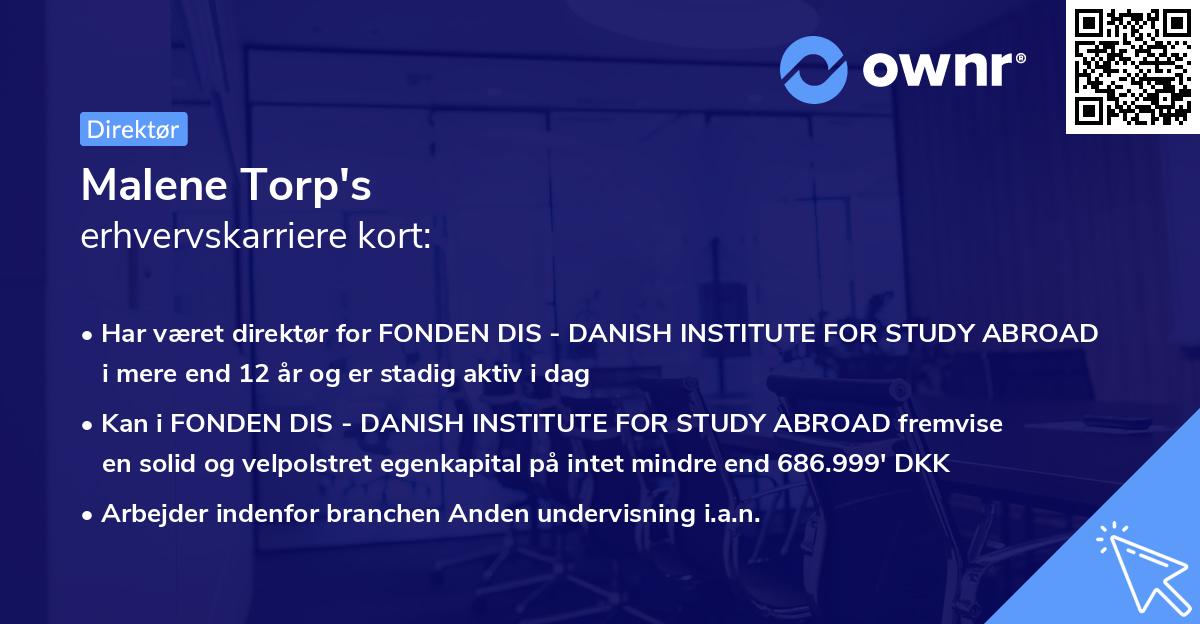 Malene Torp's erhvervskarriere kort