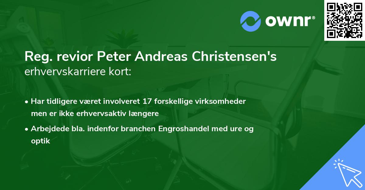 Reg. revior Peter Andreas Christensen's erhvervskarriere kort