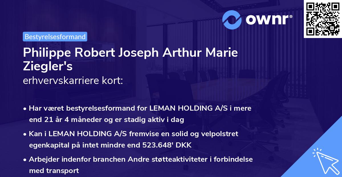 Philippe Robert Joseph Arthur Marie Ziegler's erhvervskarriere kort