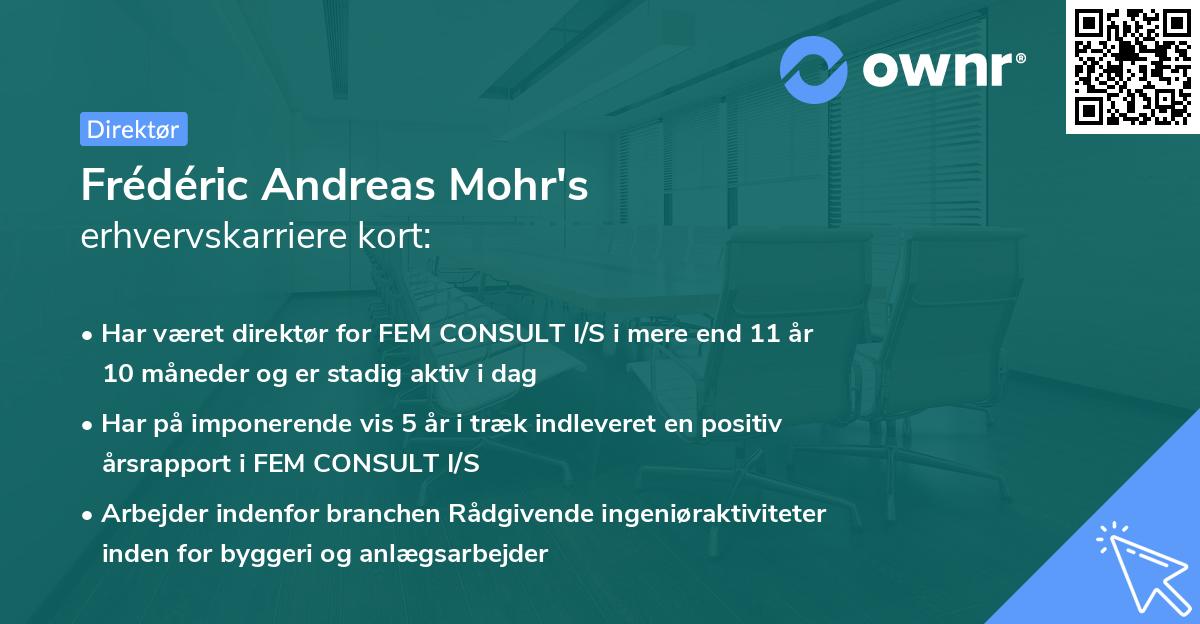 Frédéric Andreas Mohr's erhvervskarriere kort