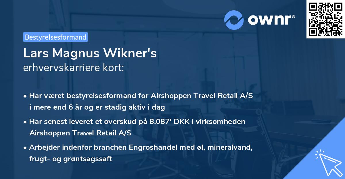 Lars Magnus Wikner's erhvervskarriere kort
