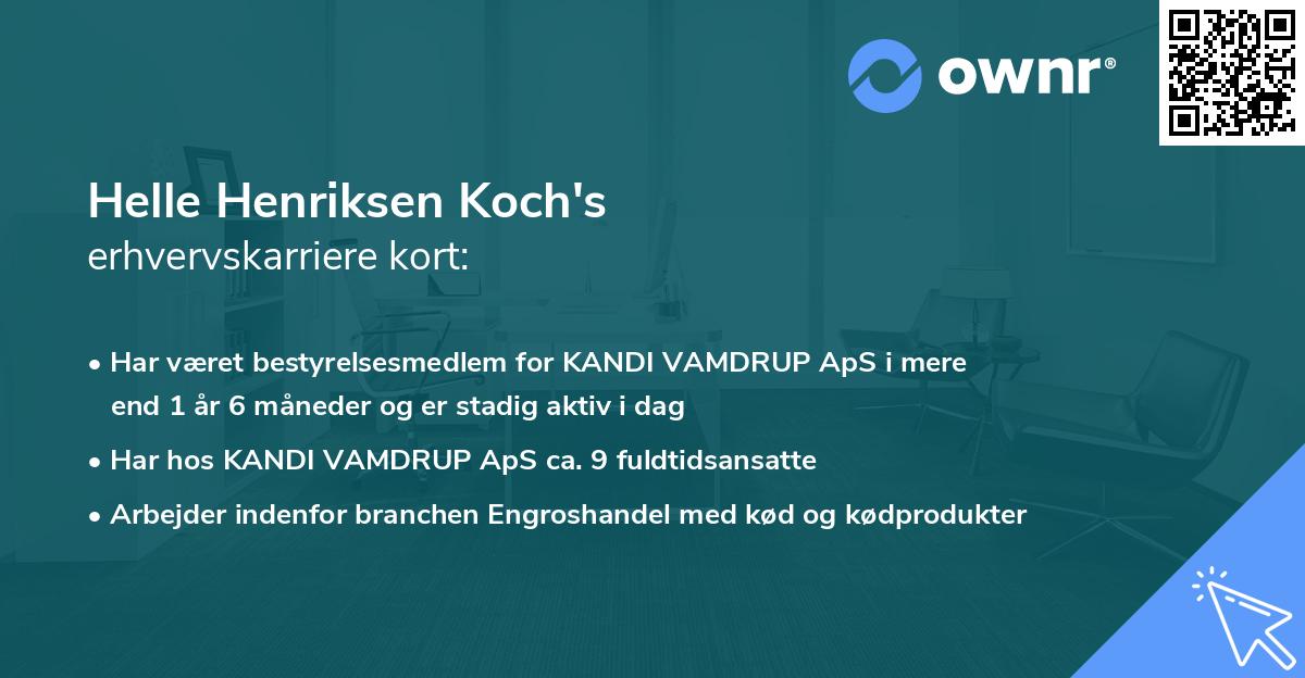 Helle Henriksen Koch's erhvervskarriere kort