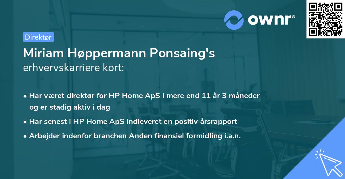 Miriam Høppermann Ponsaing's erhvervskarriere kort