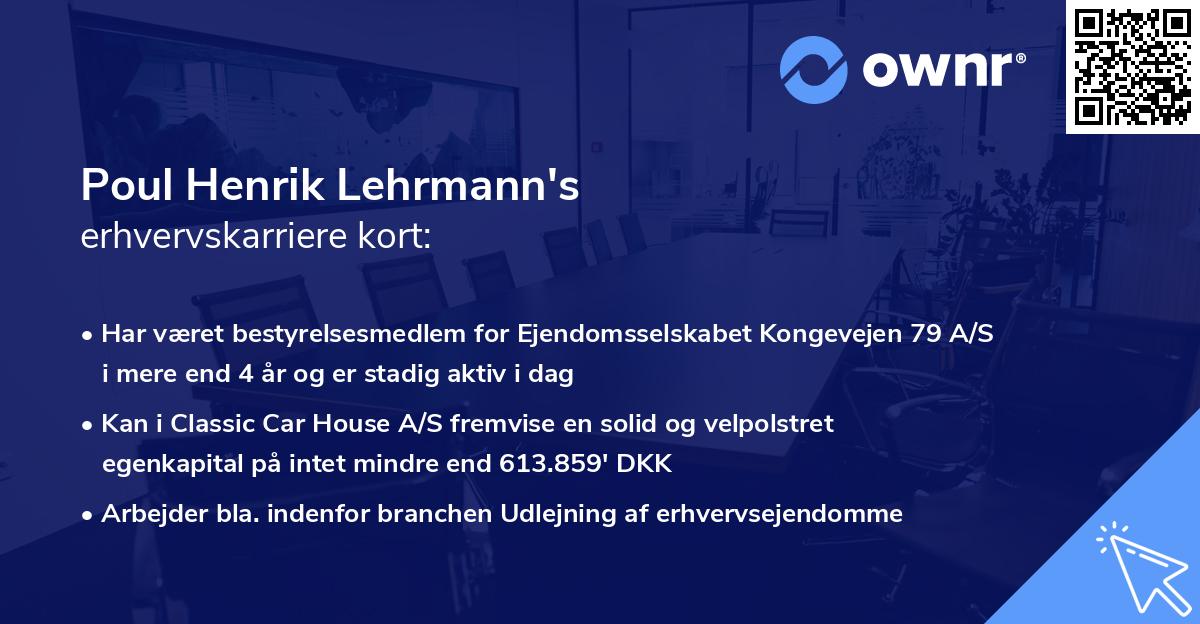 Poul Henrik Lehrmann's erhvervskarriere kort