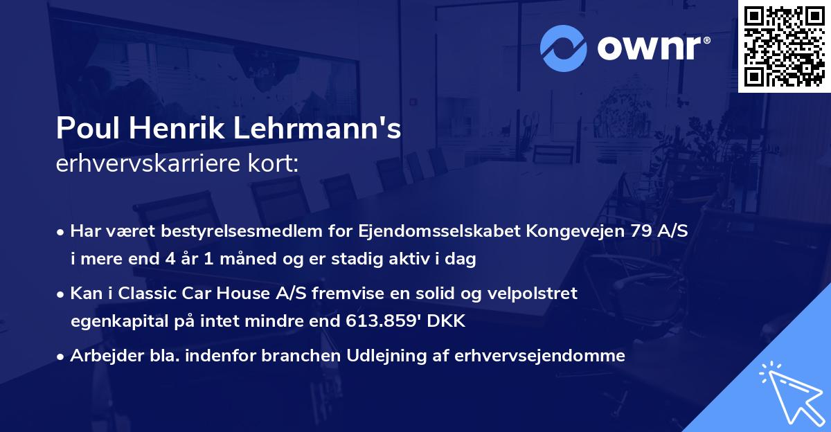 Poul Henrik Lehrmann's erhvervskarriere kort