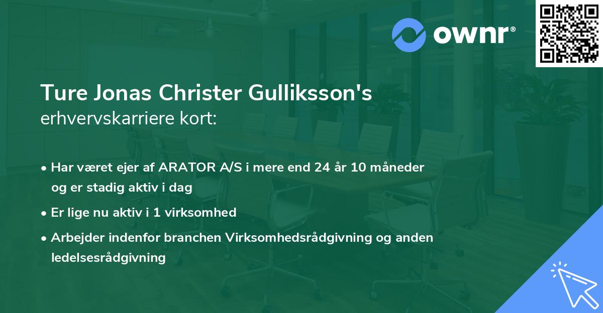 Ture Jonas Christer Gulliksson's erhvervskarriere kort