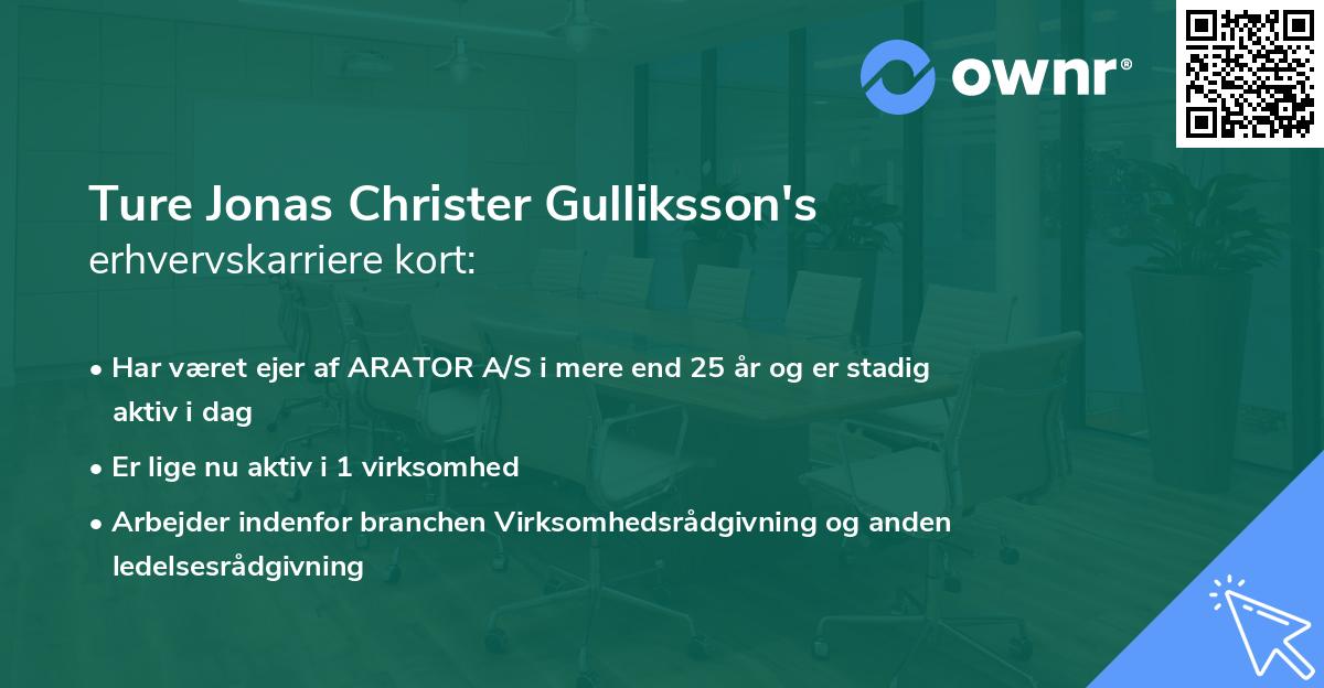 Ture Jonas Christer Gulliksson's erhvervskarriere kort