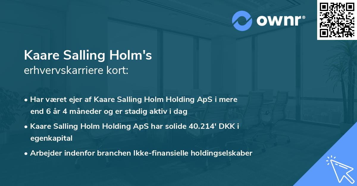 Kaare Salling Holm's erhvervskarriere kort