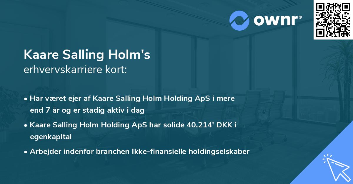 Kaare Salling Holm's erhvervskarriere kort
