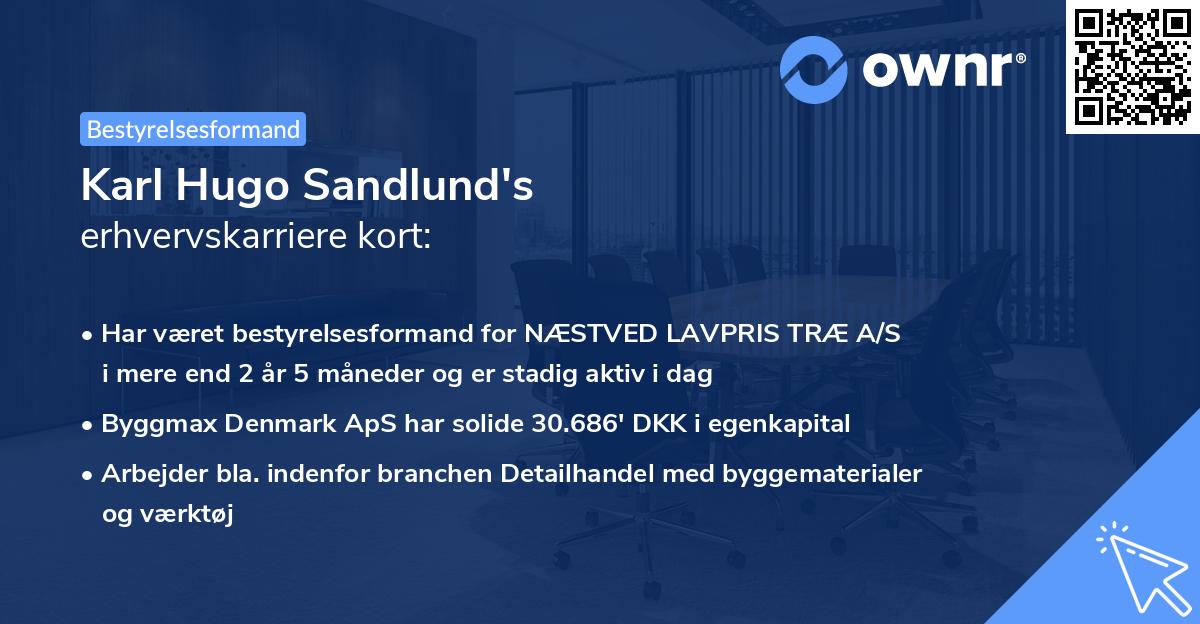 Karl Hugo Sandlund's erhvervskarriere kort