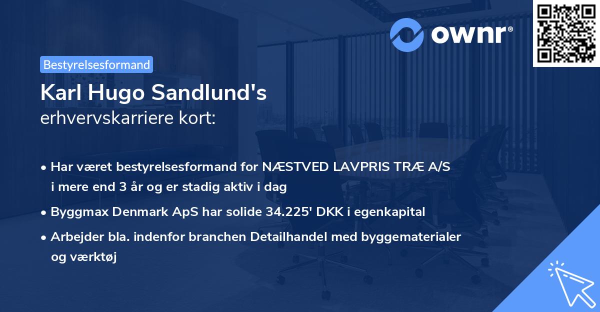 Karl Hugo Sandlund's erhvervskarriere kort