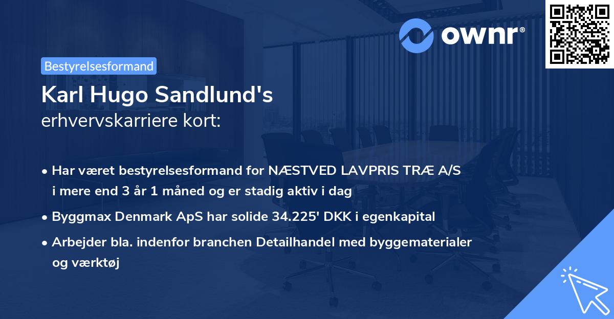 Karl Hugo Sandlund's erhvervskarriere kort
