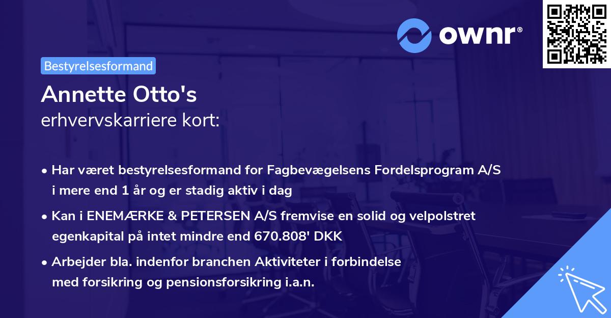 Annette Otto's erhvervskarriere kort