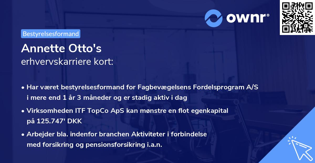 Annette Otto's erhvervskarriere kort