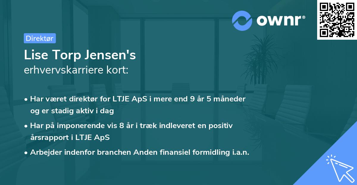 Lise Torp Jensen's erhvervskarriere kort