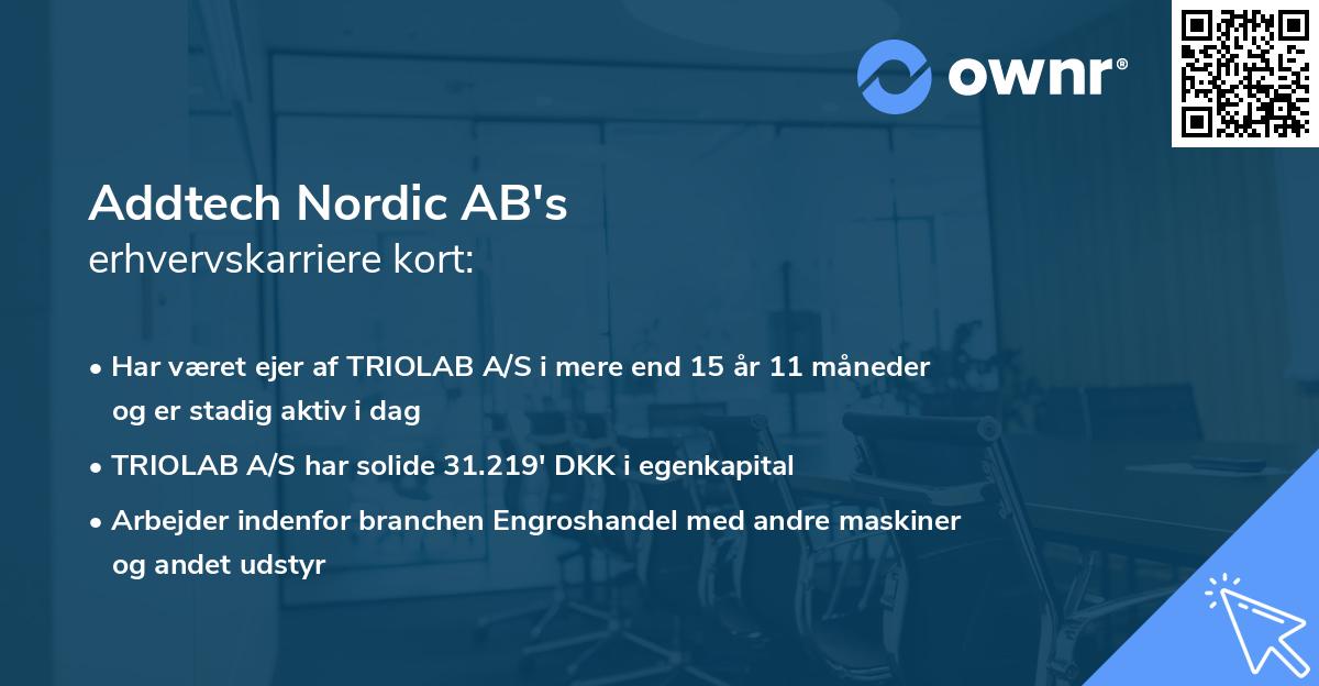 Addtech Nordic AB's erhvervskarriere kort