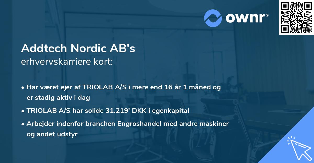 Addtech Nordic AB's erhvervskarriere kort