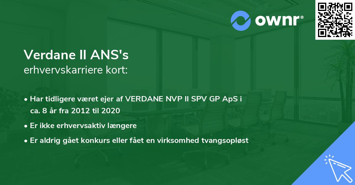 Verdane II ANS's erhvervskarriere kort