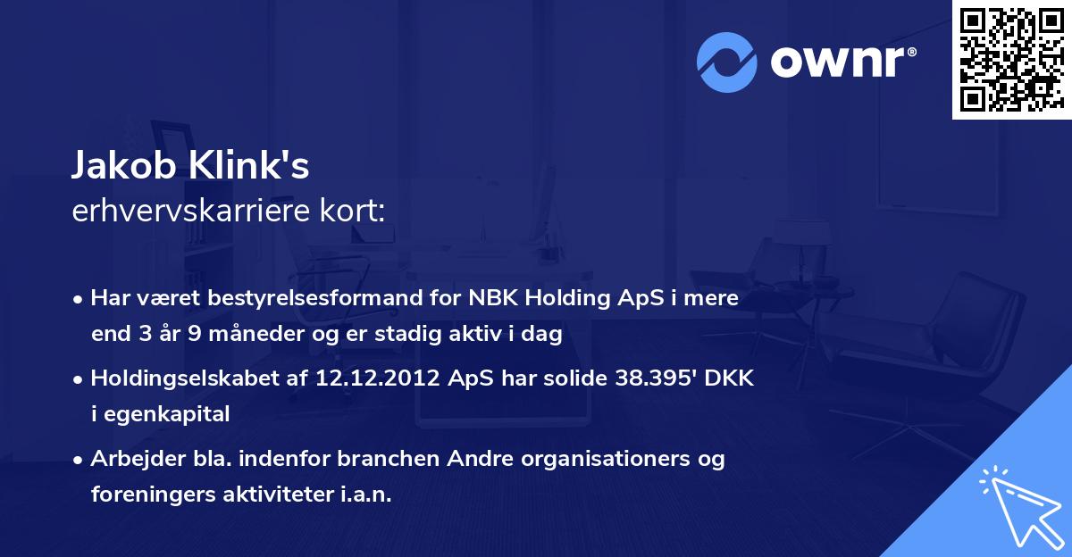 Jakob Klink's erhvervskarriere kort