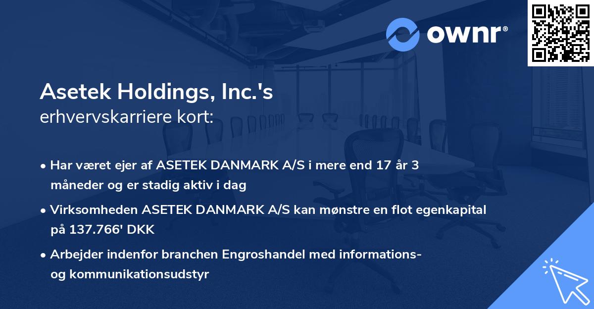 Asetek Holdings, Inc.'s erhvervskarriere kort