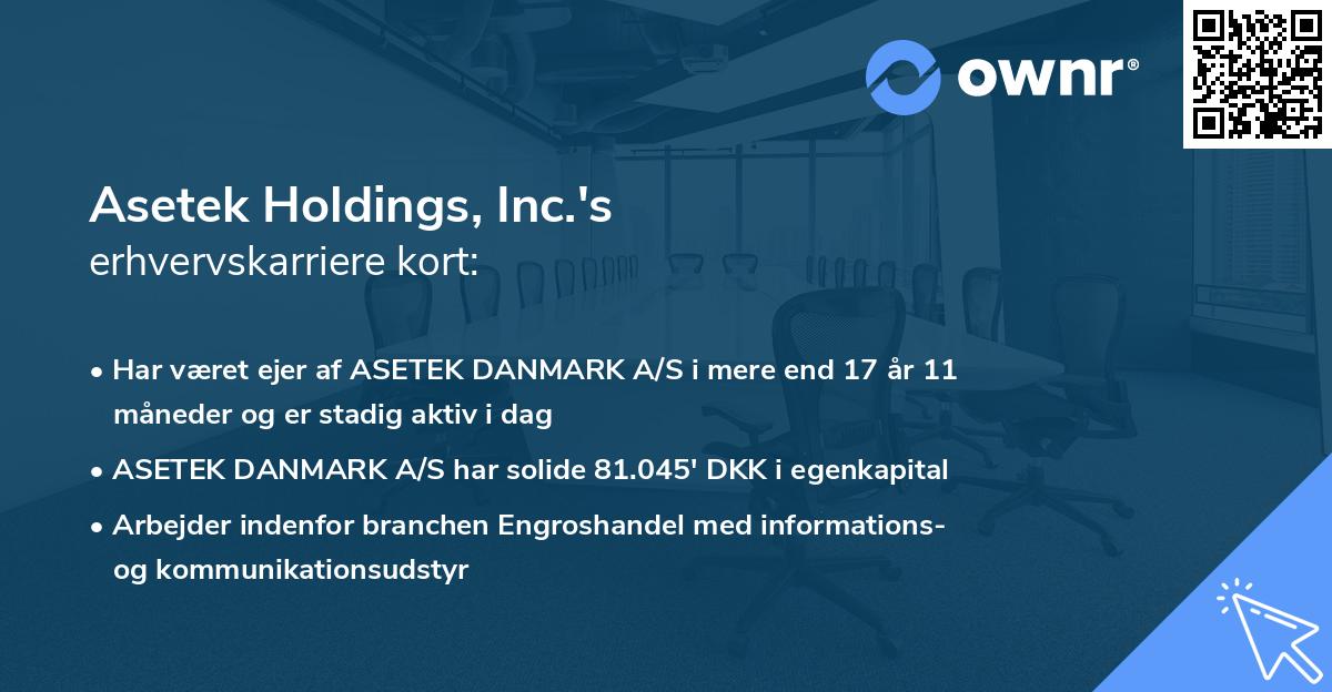 Asetek Holdings, Inc.'s erhvervskarriere kort