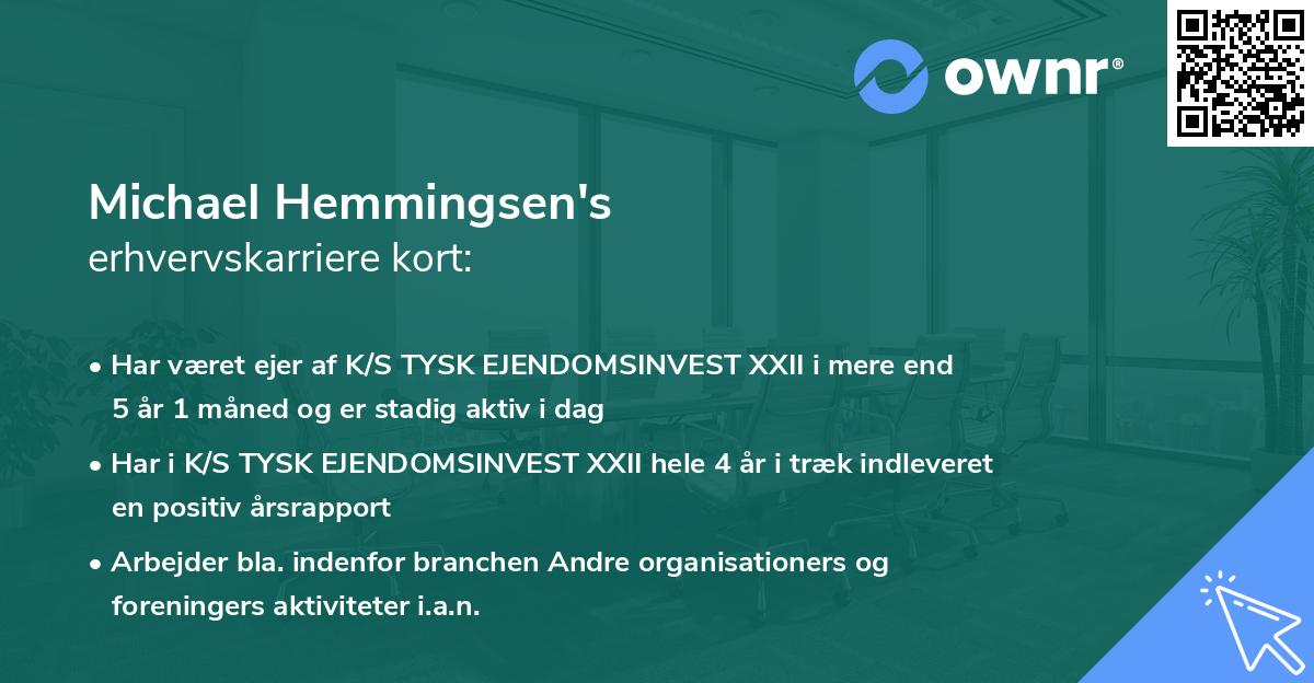 Michael Hemmingsen's erhvervskarriere kort