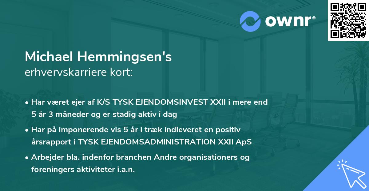 Michael Hemmingsen's erhvervskarriere kort